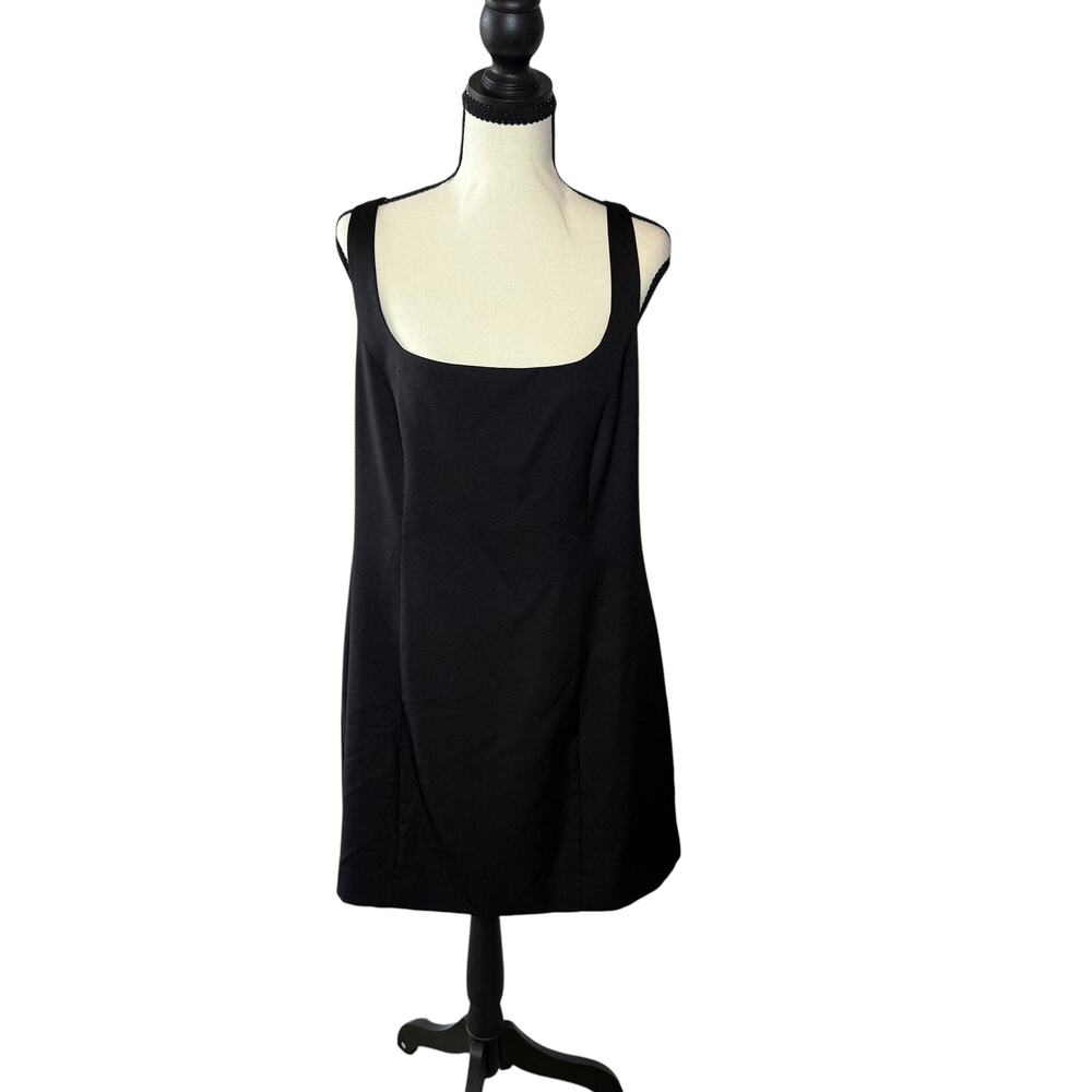 Hyacinth House Black Sleeveless Square Neck Mini Shift Dress Women's L
